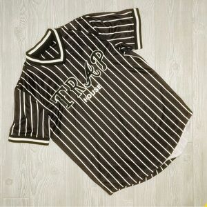 Trap house black and white referee Jersey style short sleeve t shirt 99 LG